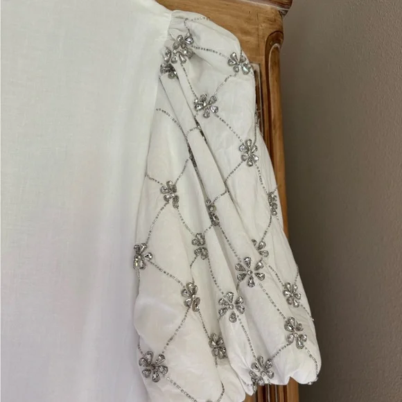 New RHODE Elsa Embellished Cotton Wrap Minidress size S - Picture 8 of 16